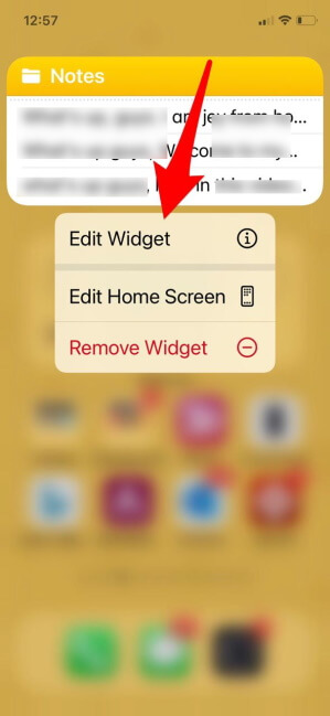 Touch and Hold Notes Widget
