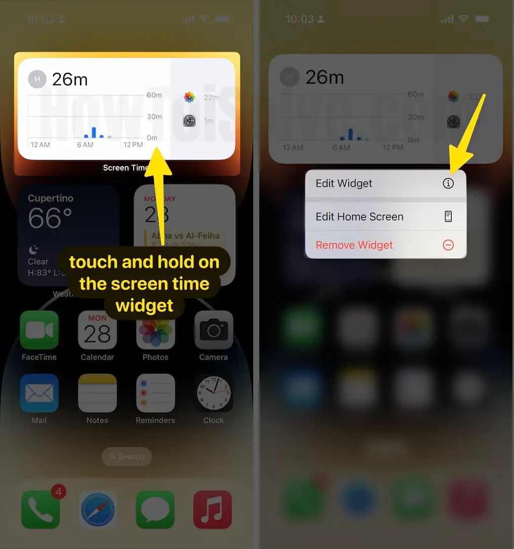how to add child to screen time widget on my iphone