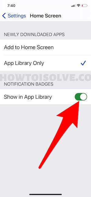 show or Hide Notification badges in App Library