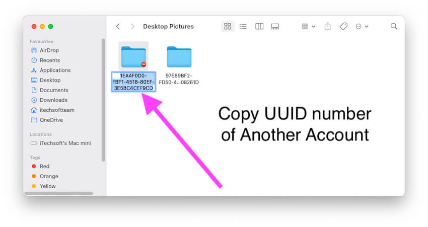 Copy UUID number and Create a new folder with same name