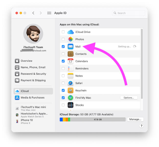 Enable Mail access on Mac Mail app