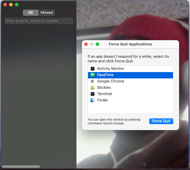 Force Close FaceTime on Mac