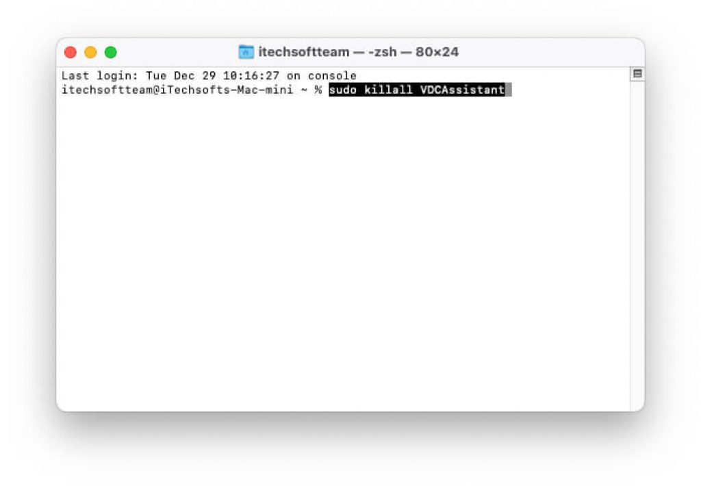 Kill VDCAssistant Using Terminal on Mac and MacBook