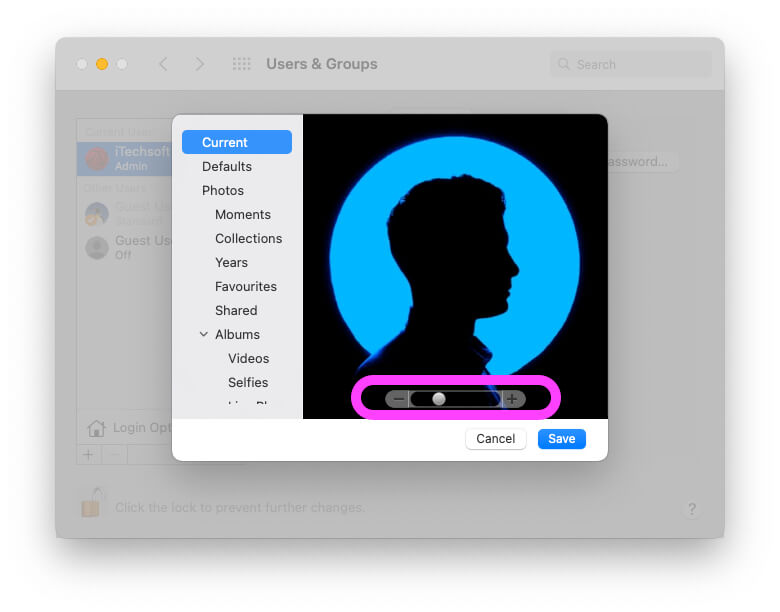 Resize profile picture of mac login screen