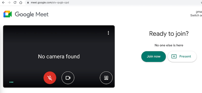 Google Meet No Camera Found issue