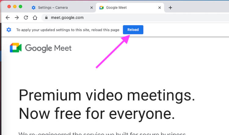 Reload Google Meet tab on Browser