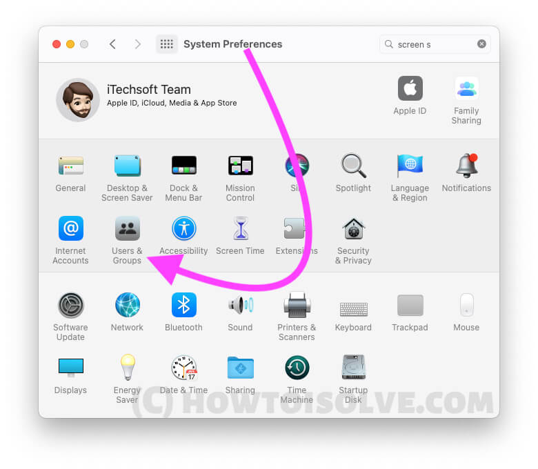 Users & Groups settings on mac system Preferences