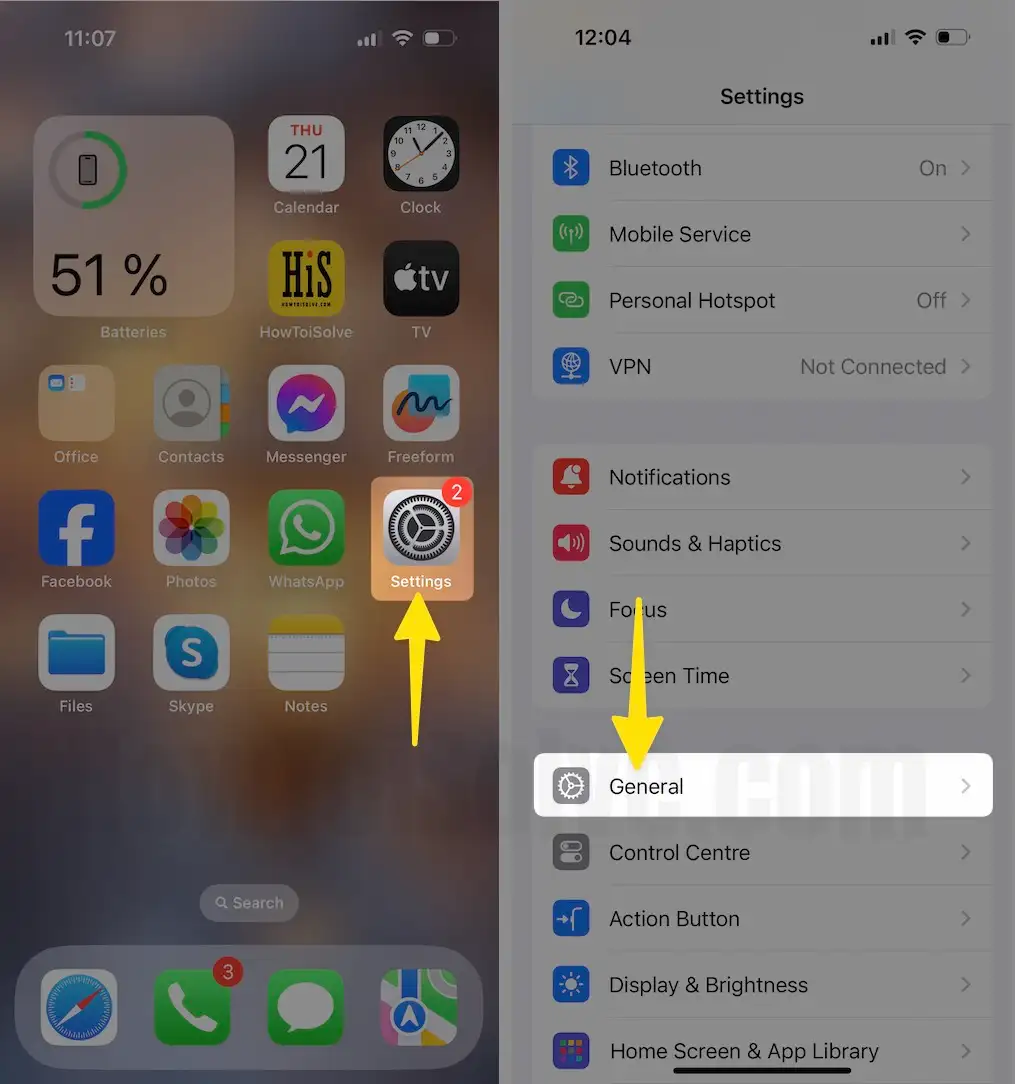 Open Settings Choose General Option on iPhone