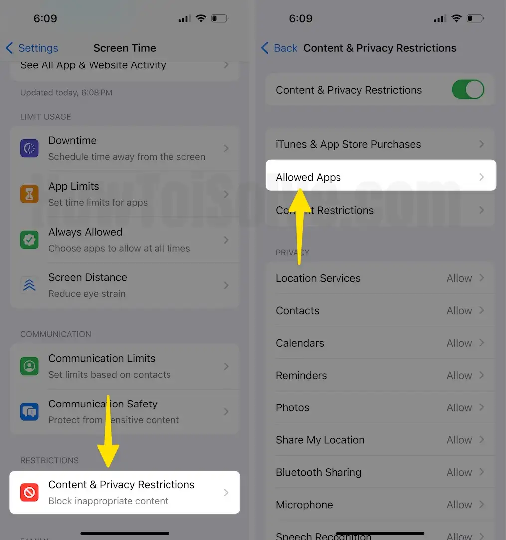no private browsing safari iphone Select Content & Privacy Restrictions Tap on Allowed Apps on iPhone