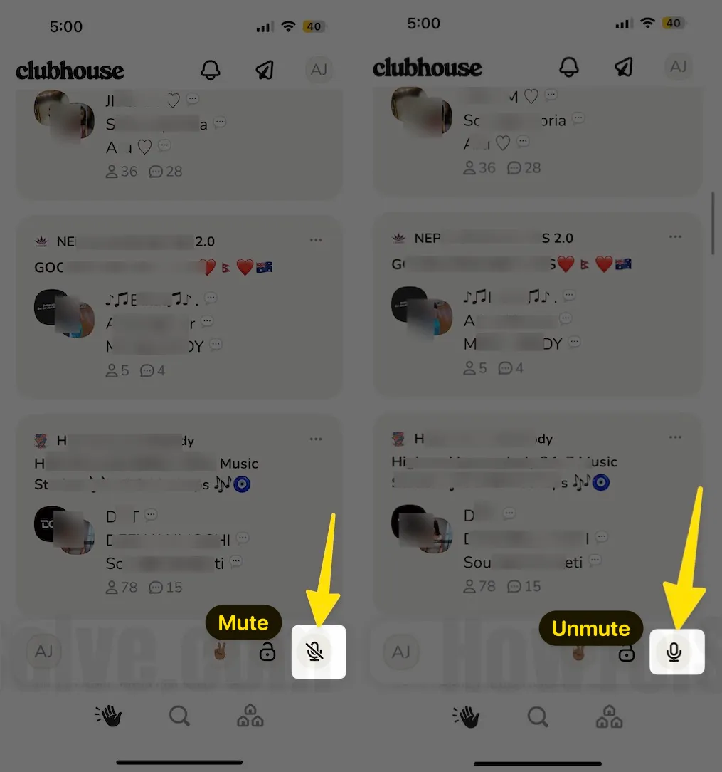 How to unmute in clubhouse app