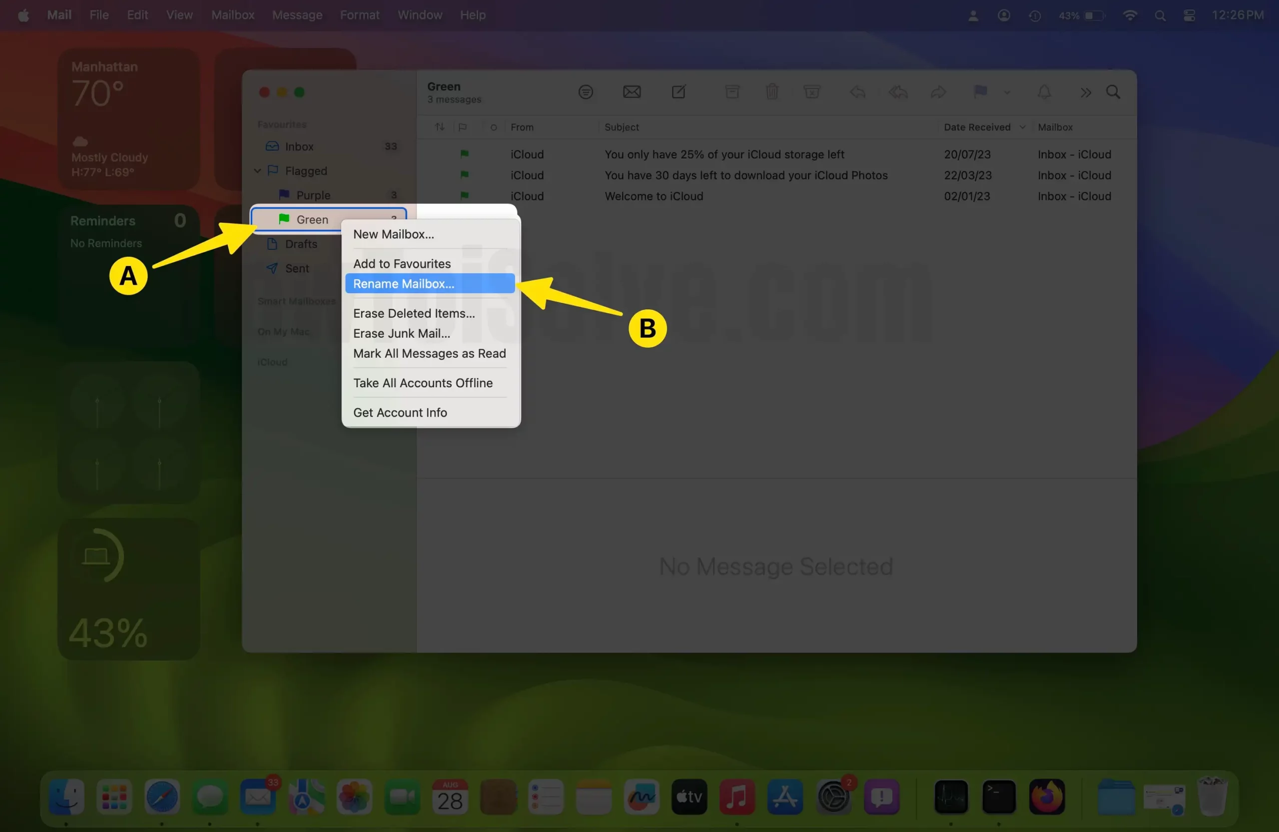 Rename Mailbox for flag in mail app on mac