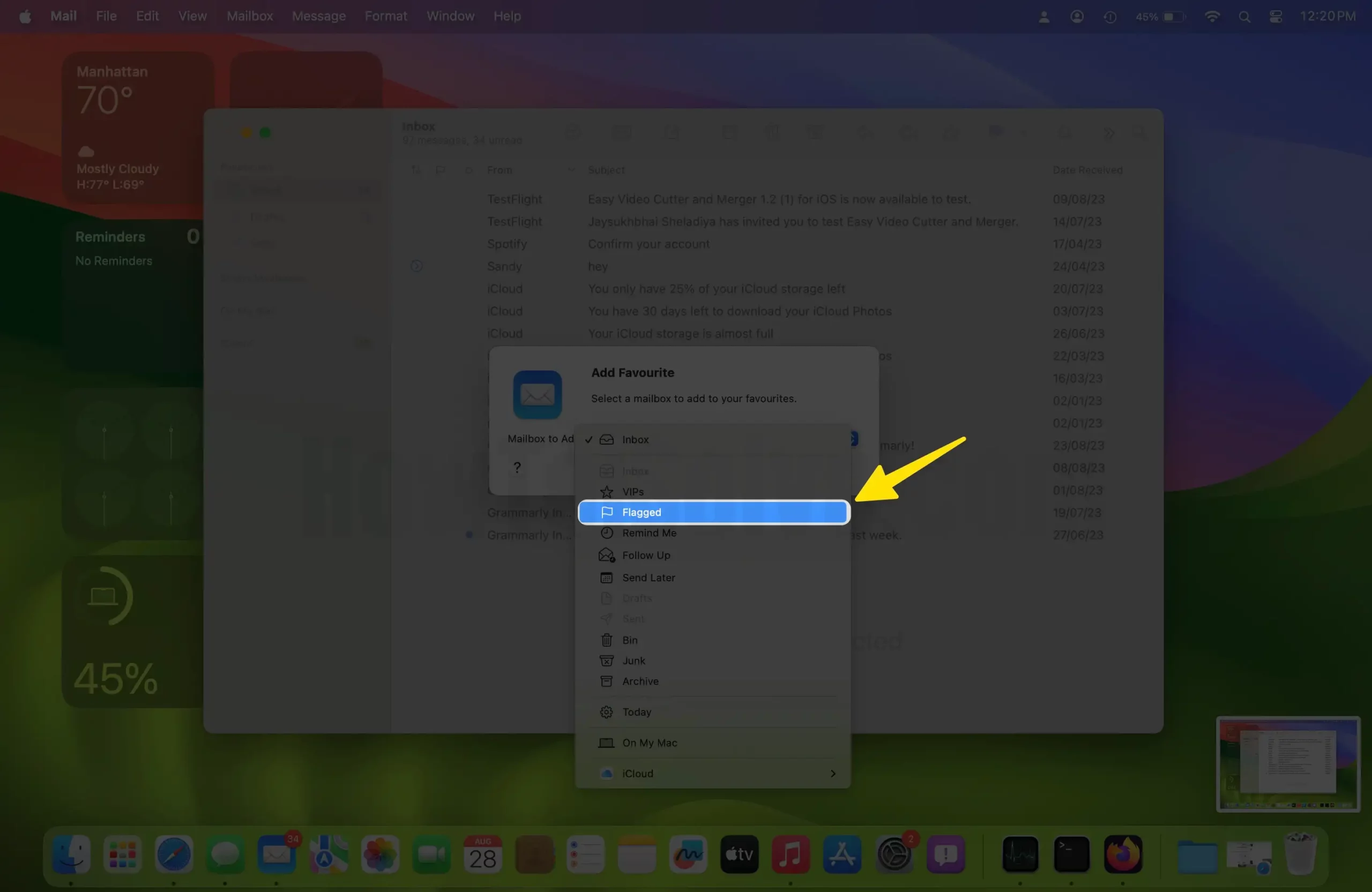Add Flagged in favorite sidebar on Mac
