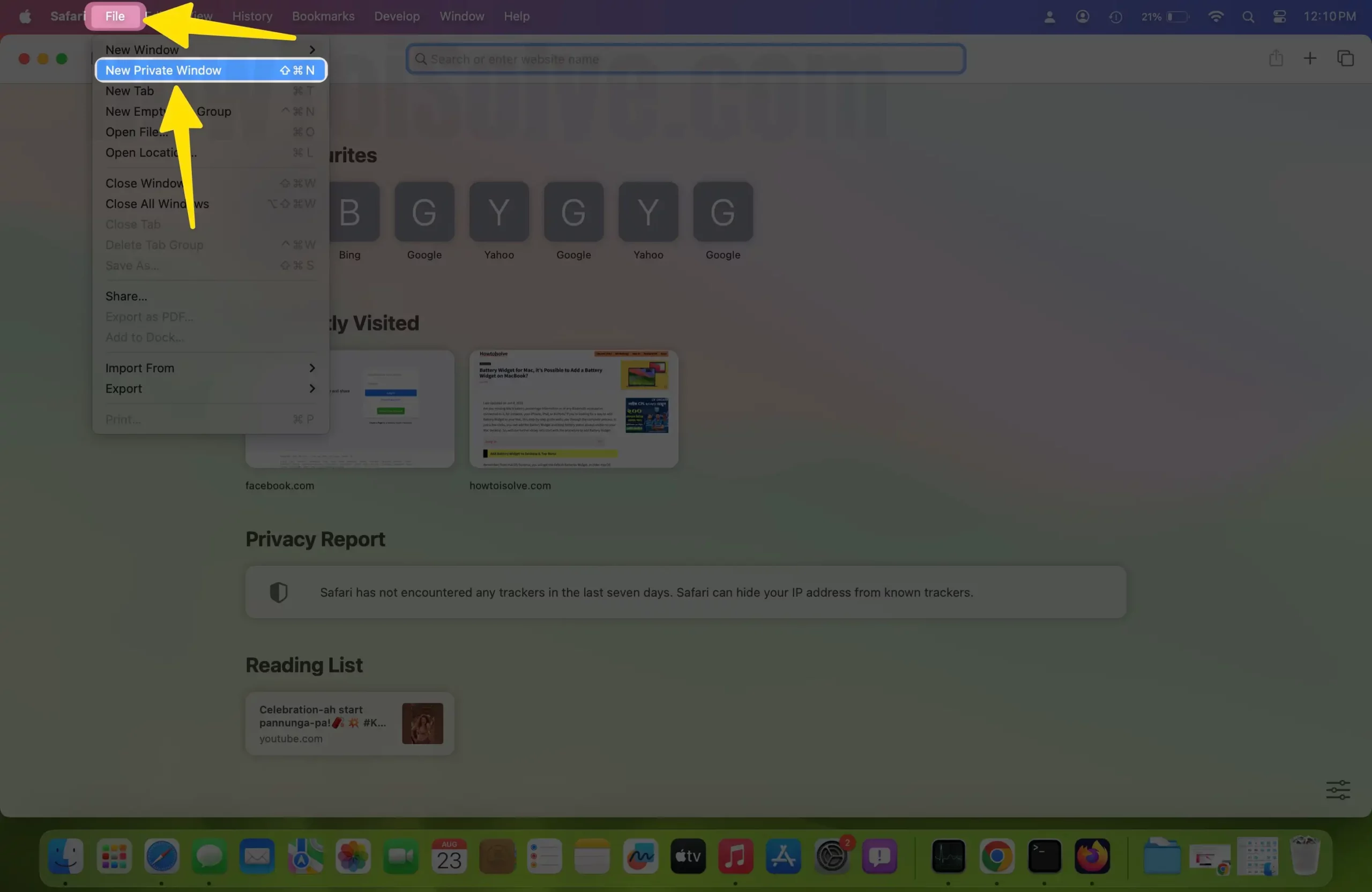 Open Safari in Private Mode on Mac