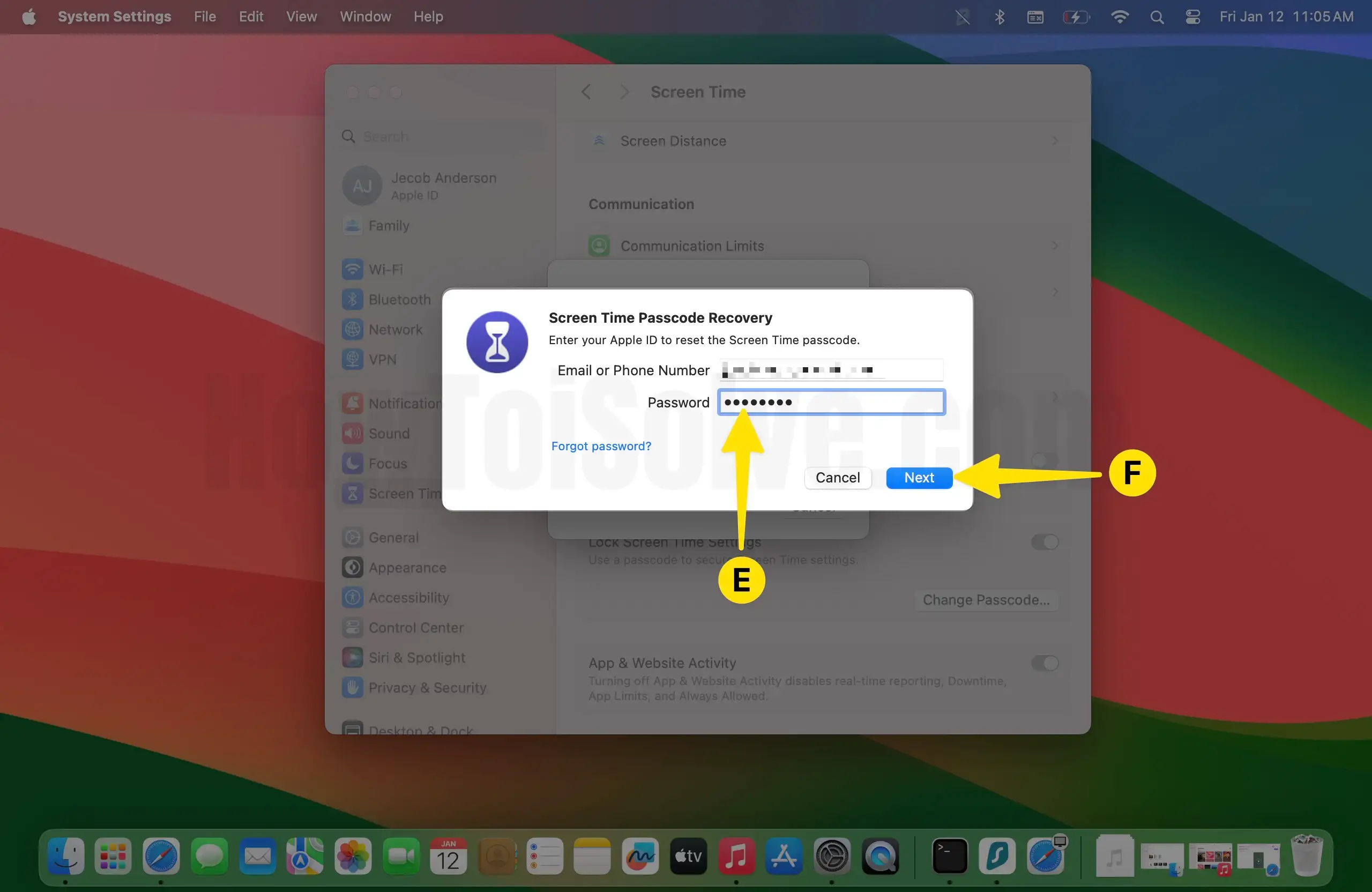 Enter your Apple ID and password Tap on Next on Mac