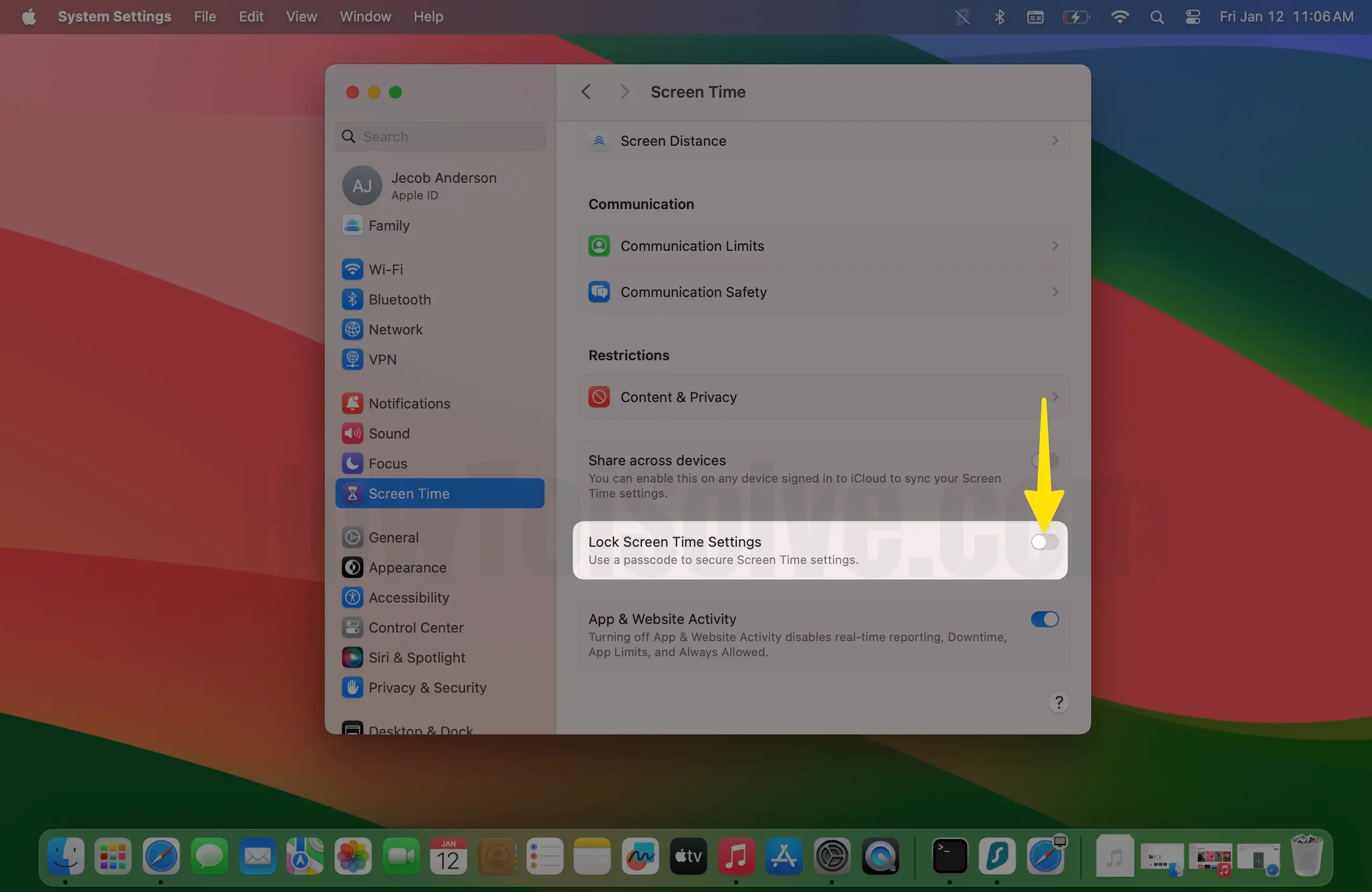 Turn off Screen Time on Mac