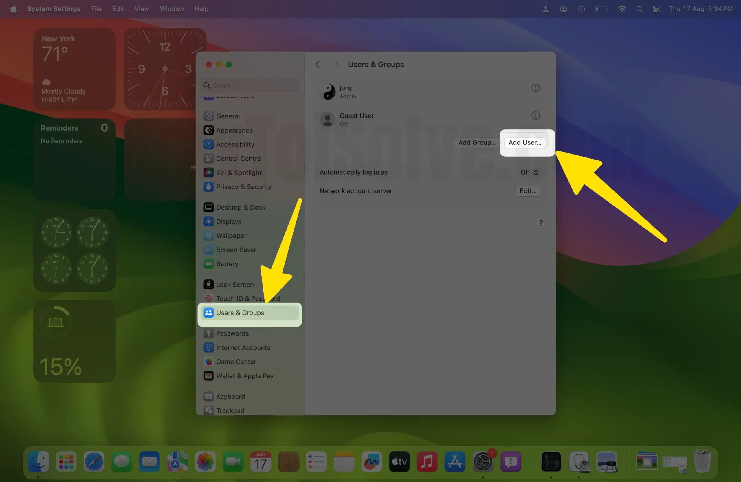 Add User Option to Add a New Admin Account on Mac