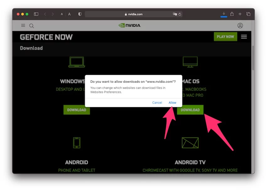 download-geforce-setup-on-mac-and-allow-to-save-on-browser