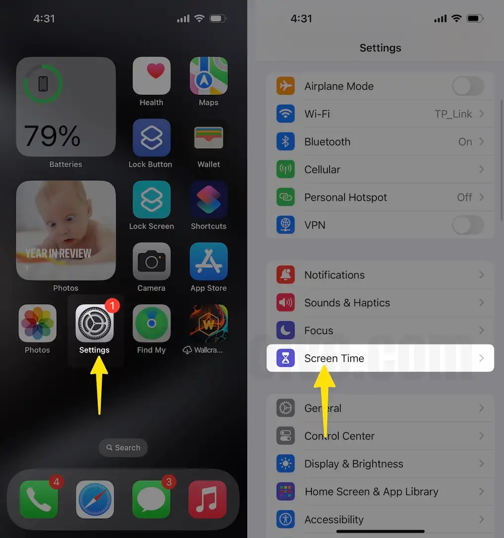 Open Screen Time Settings On iPhone