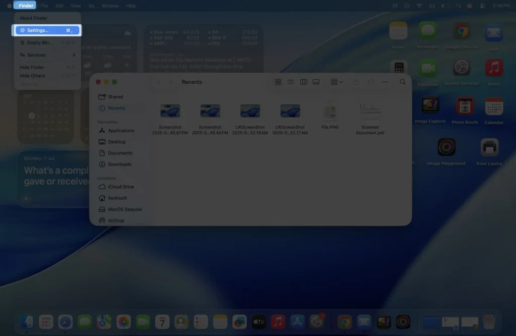how to open finder settings on mac computer