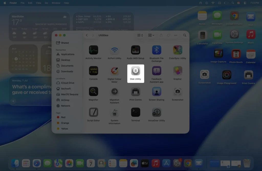 where is Disk Utility app on macos computer