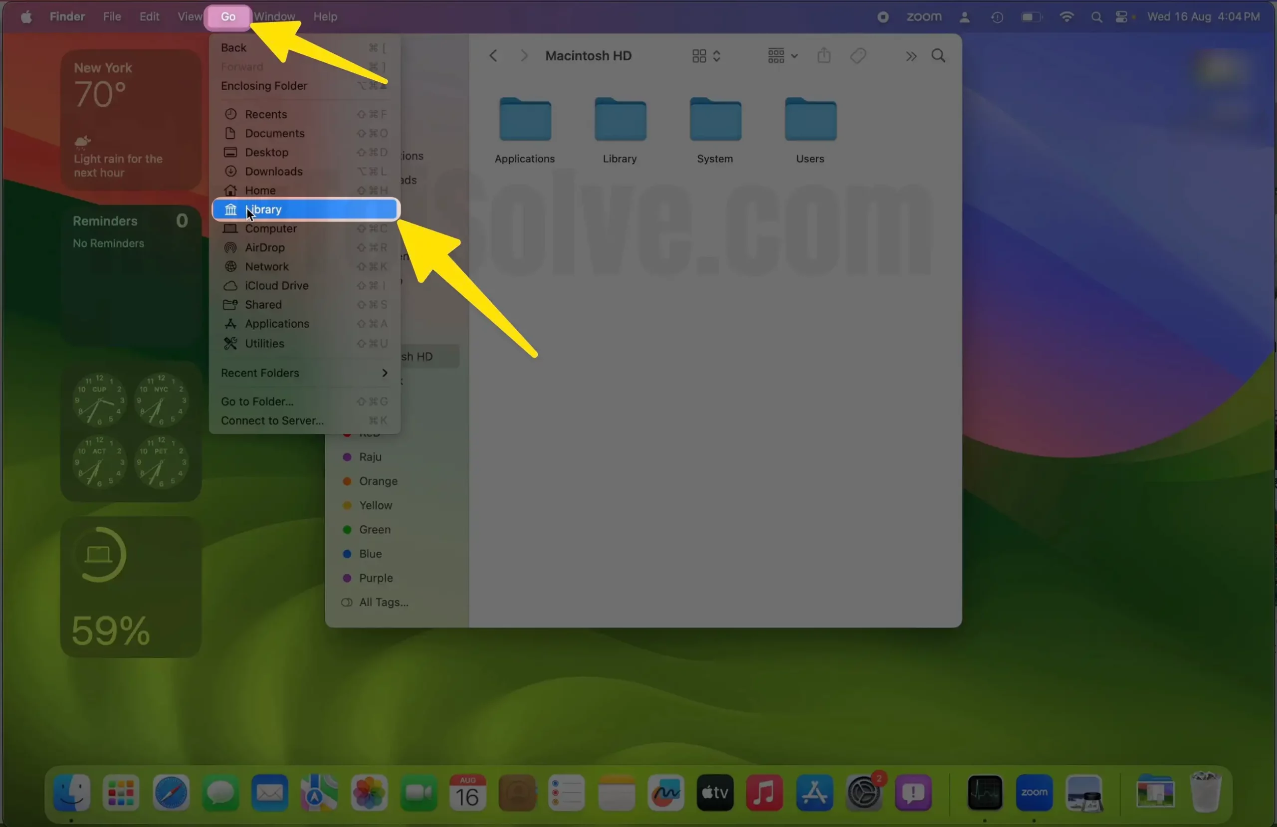 Open Library Folder on Mac Finder