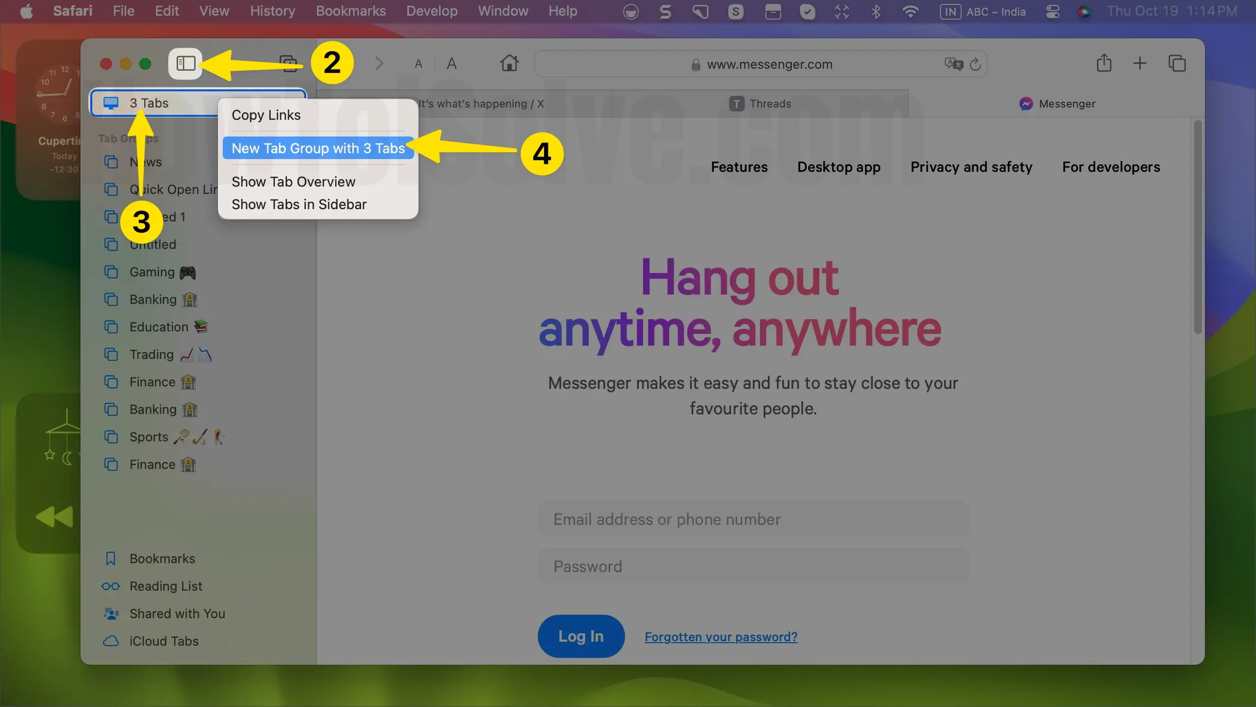 Create a New Tab Group on Mac Safari