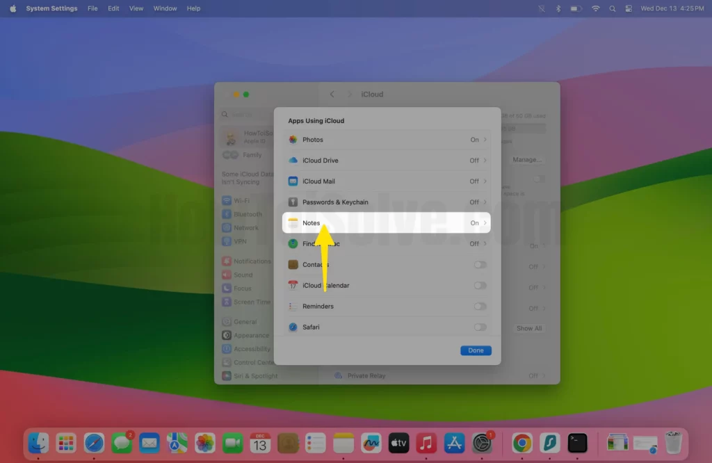 Select show all in iCloud on mac