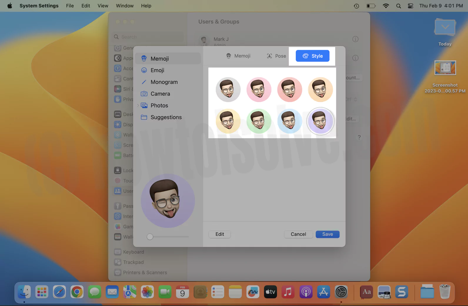Select Style for your memoji