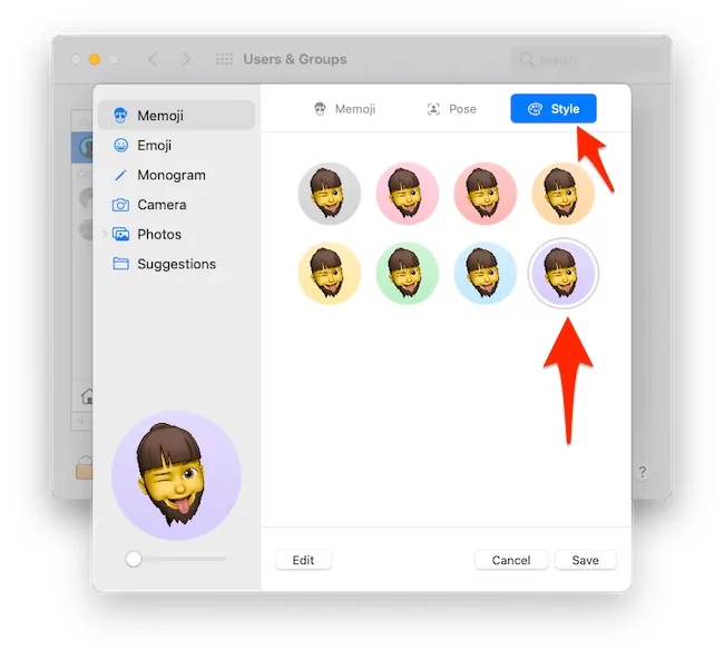 select-different-style-for-memoji-on-mac