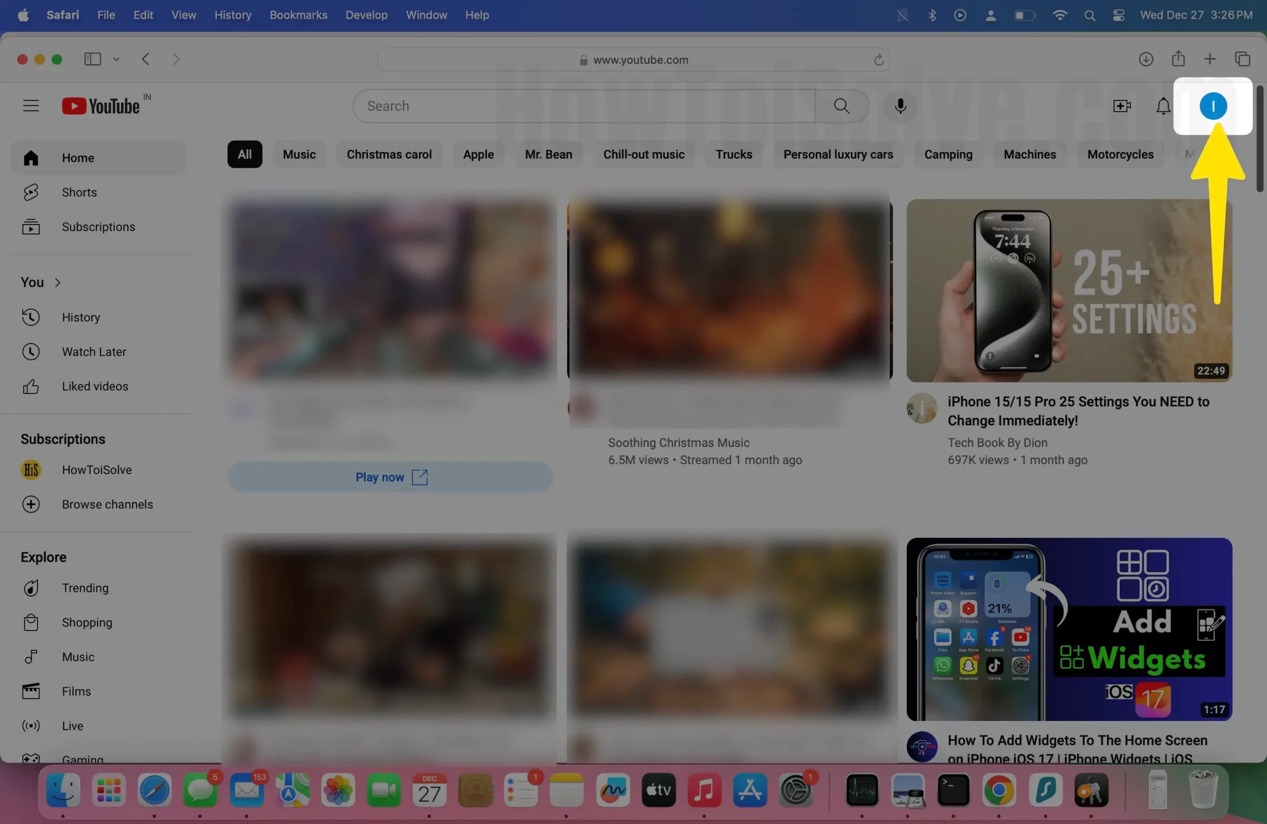 Open safari search safari click profile name on mac