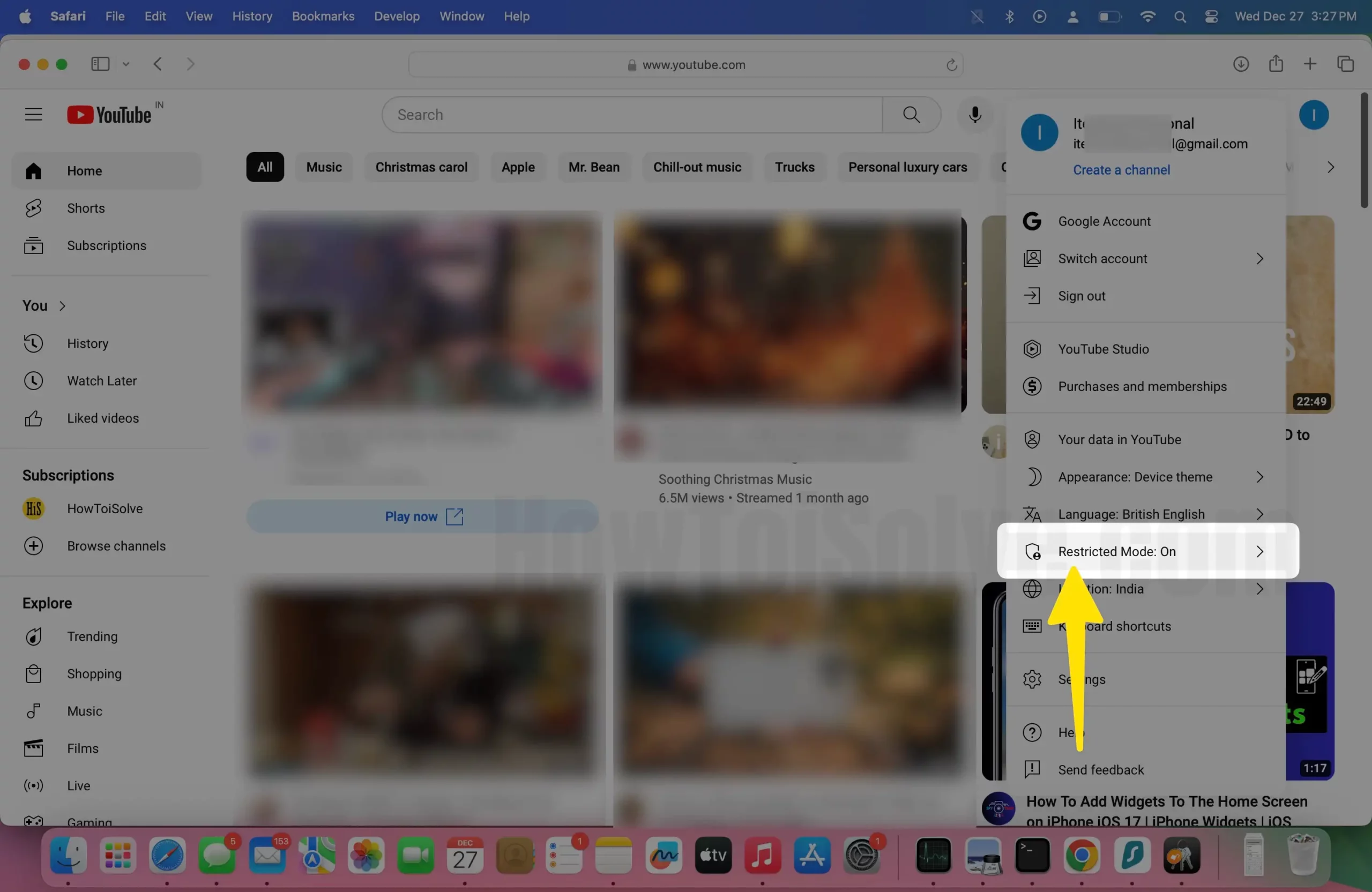 Click on restricted mode on mac