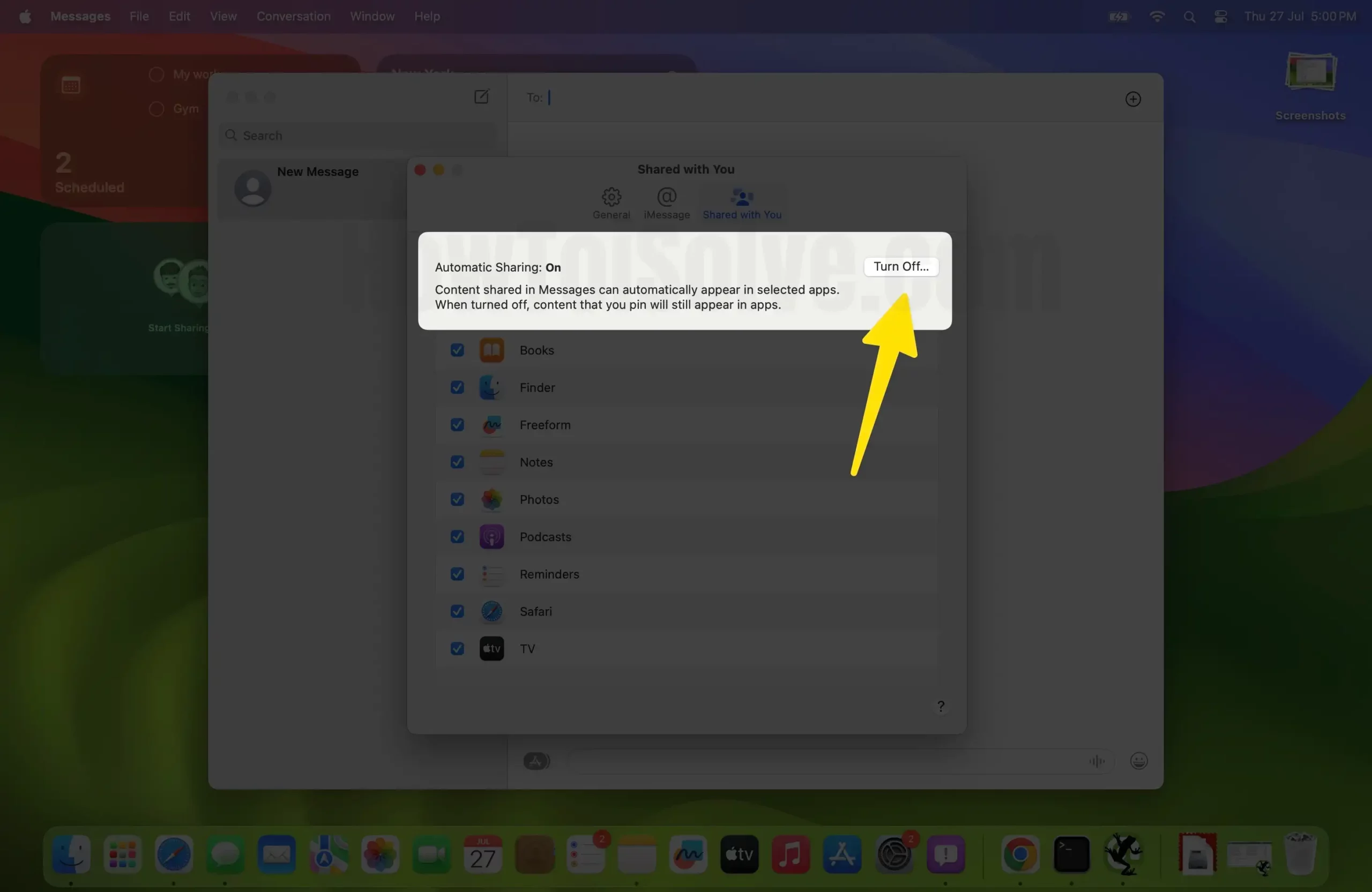 Turn off automatic sharing on mac