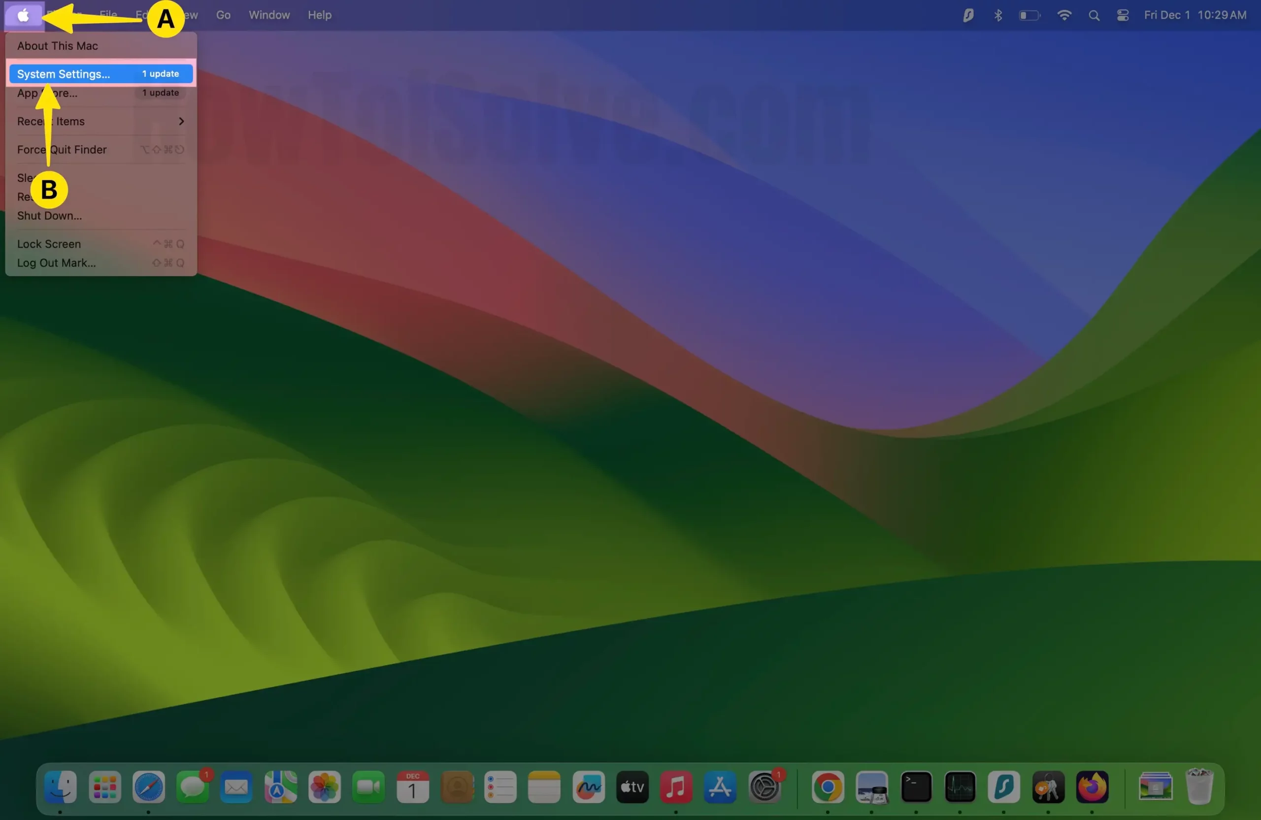 Open Apple Logo Select System Settings on Mac