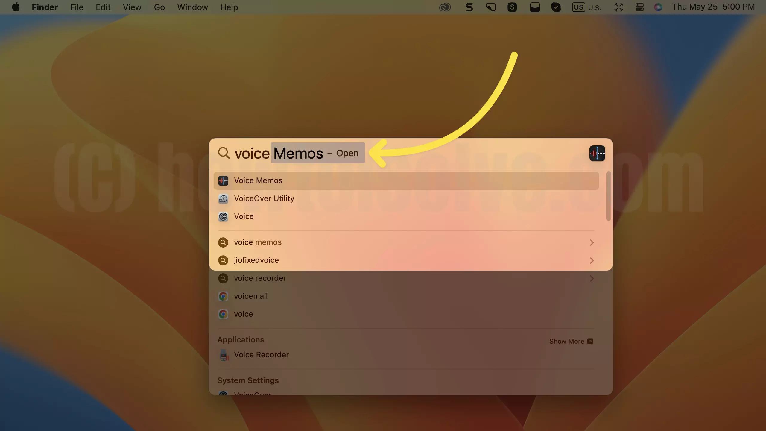 open-voice-memos-on-mac-using-spotlight