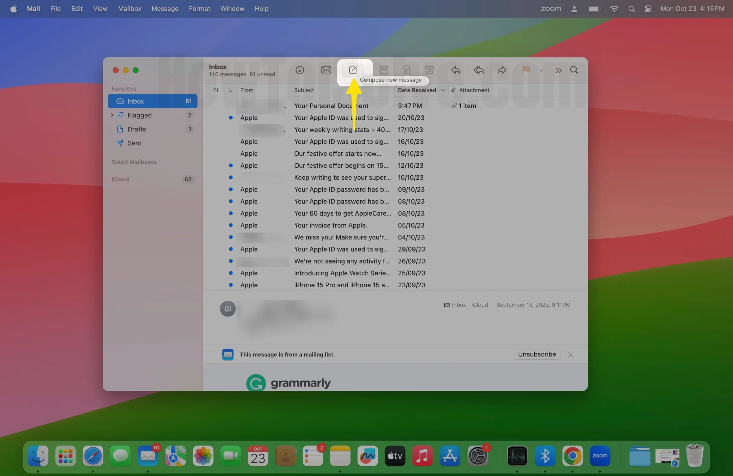 Click Compose New Messages On Mac