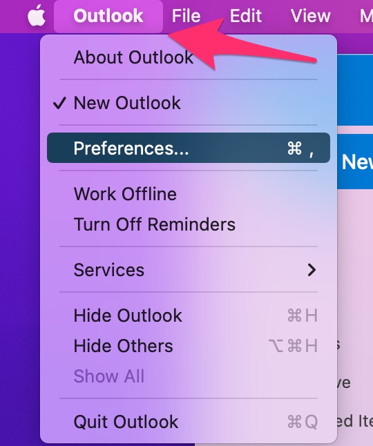 Outlook Preferences on Mac