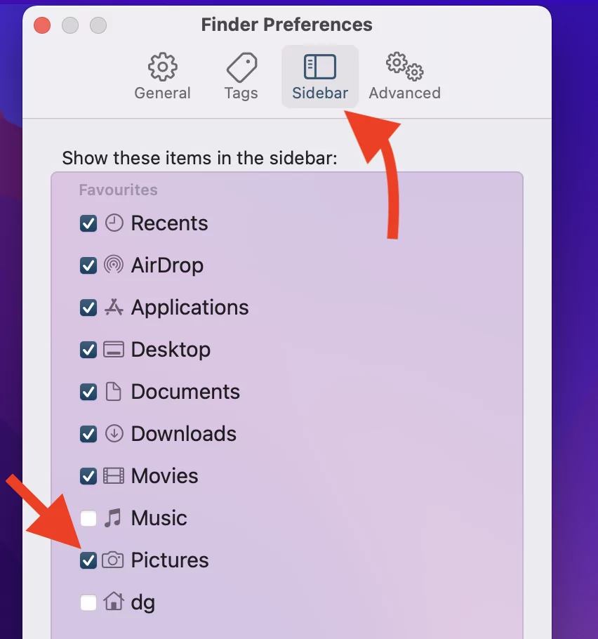 check-pictures-folder-checkbox-to-show-in-mac-finder-sidebar