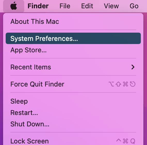 click on apple logo next choose system prefernces