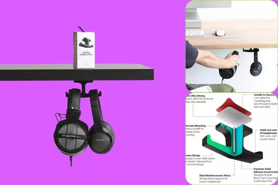 under-desk-headphone-stand-mount-vertical-surface