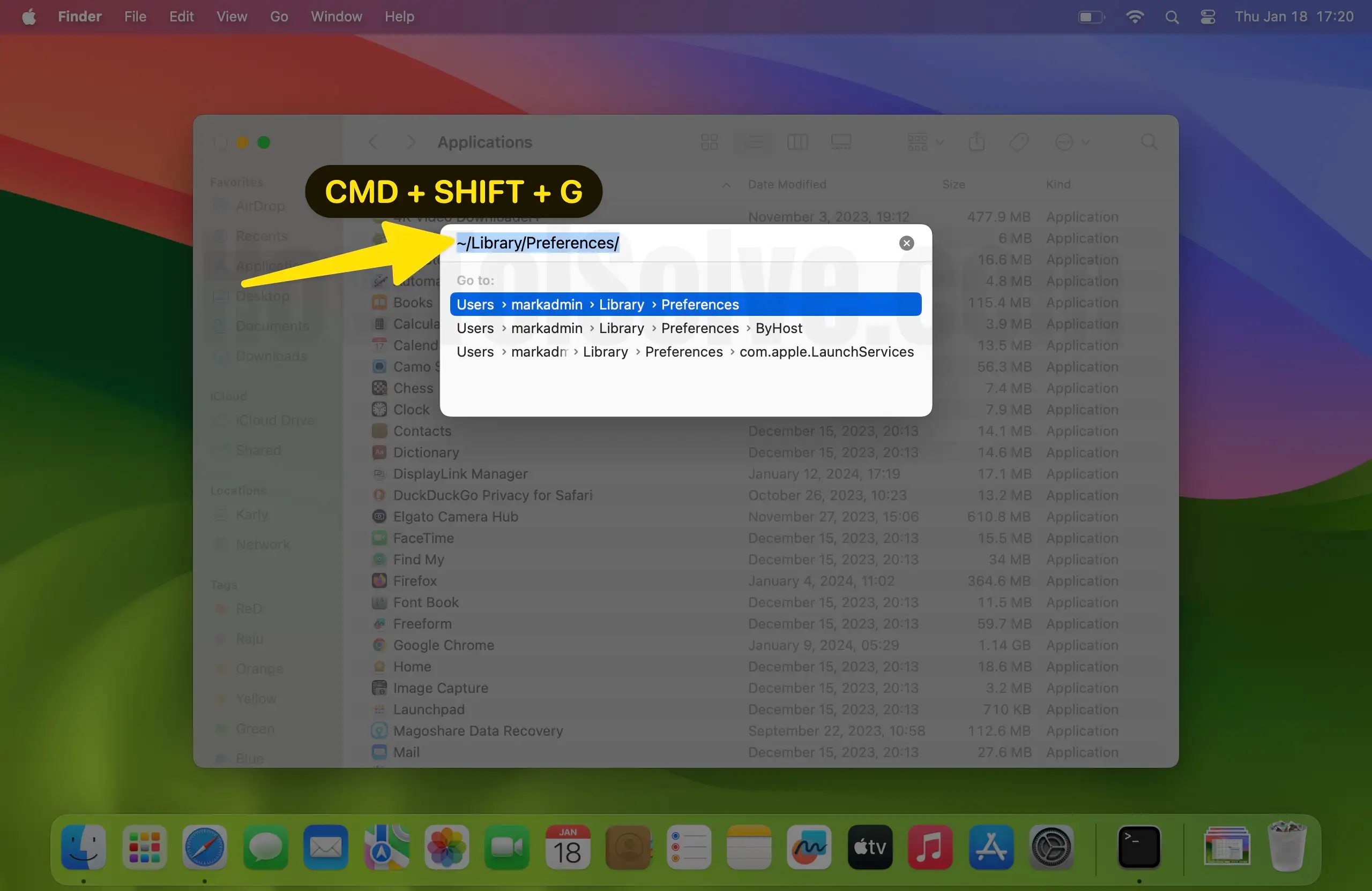 Open finder app CMD + SHIFT + G open go to the panel enter the path on mac