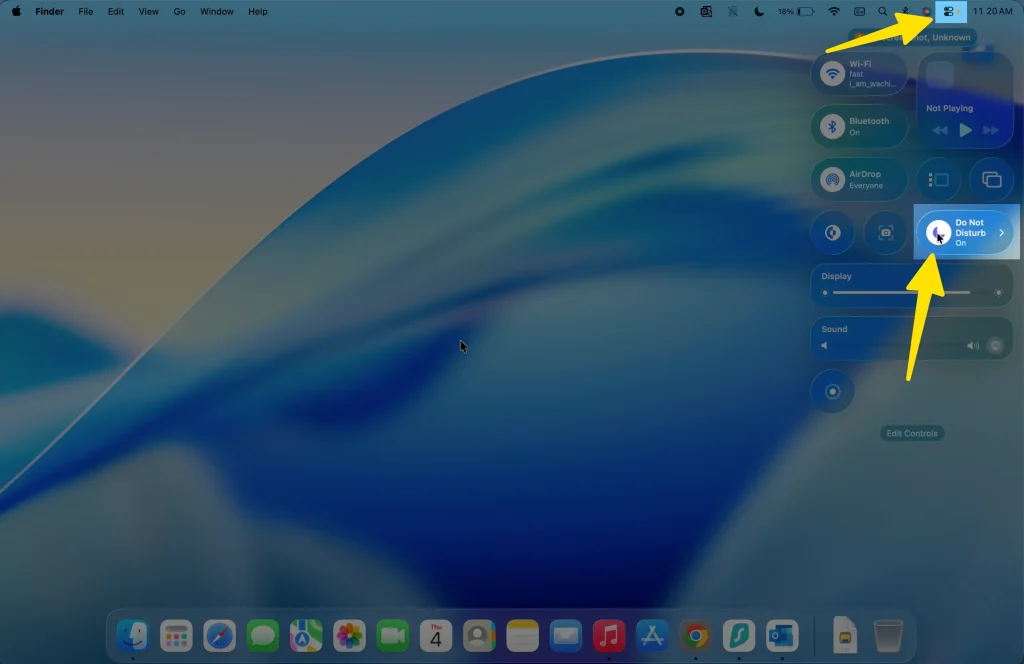 Turn off Do No Disturb on mac