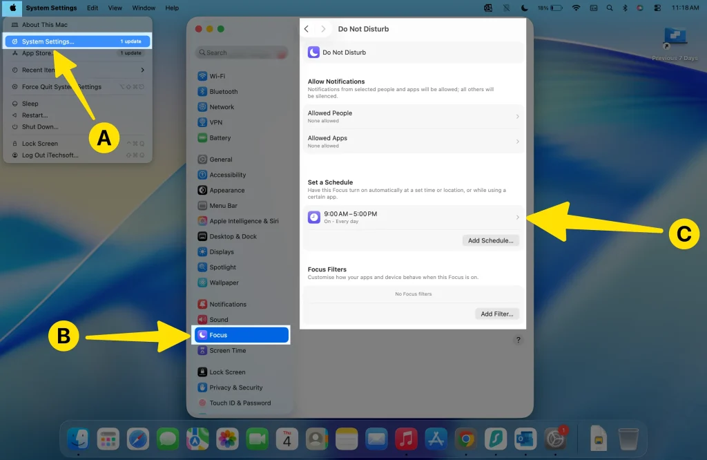 check and disable do not disturb schedule settings