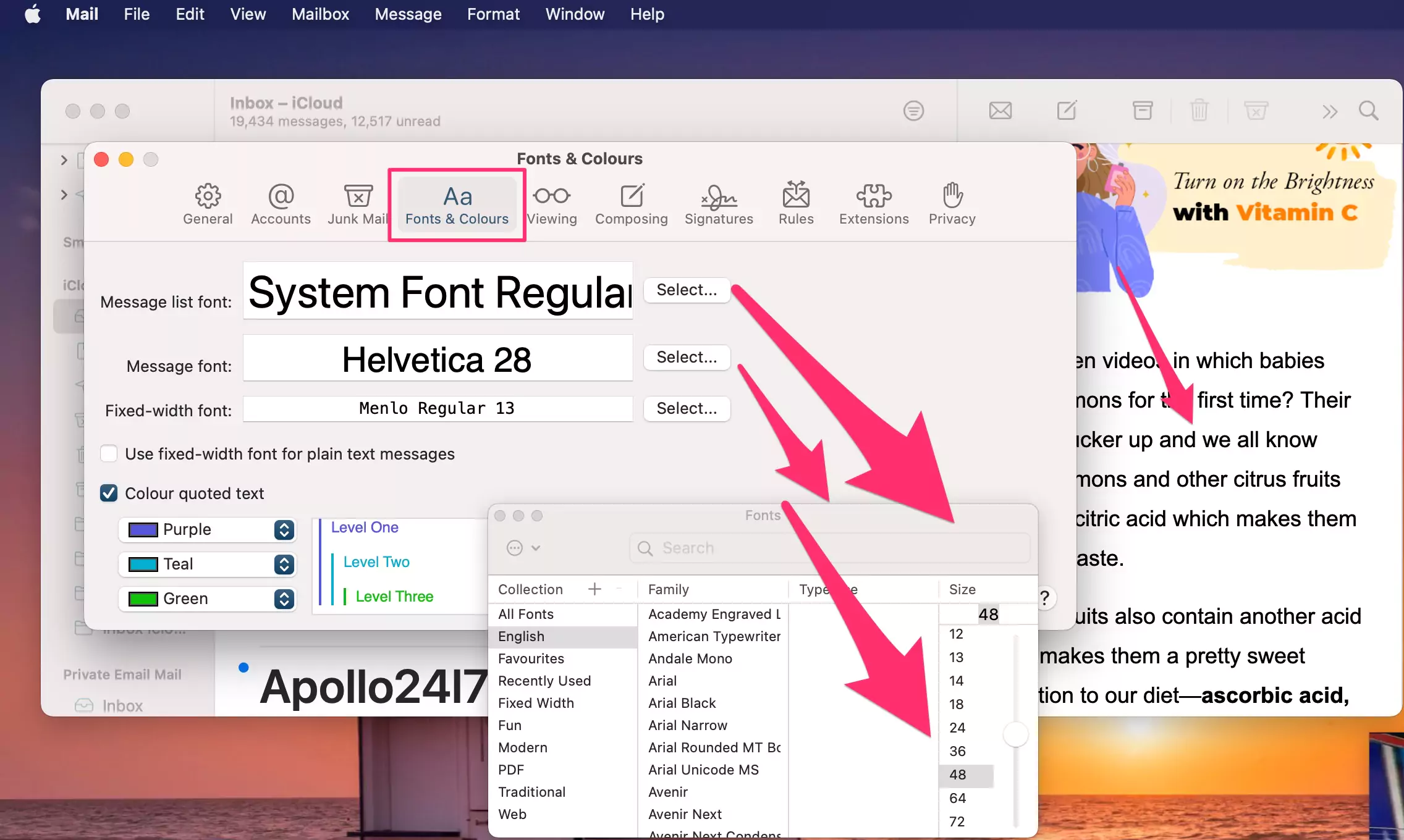 change-font-size-on-mail-app-on-mac