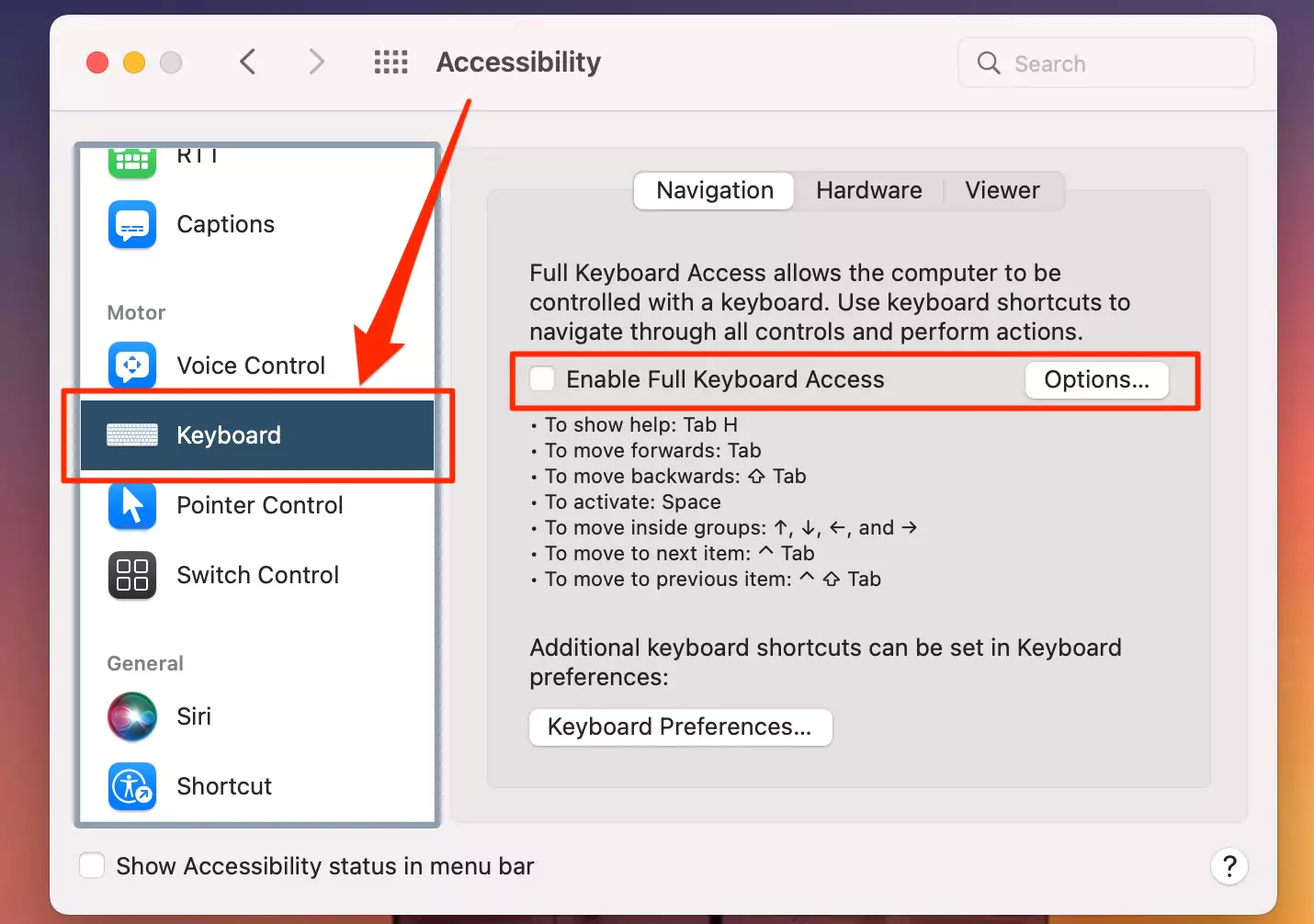 turn-off-enable-full-keyboard-access-on-mac