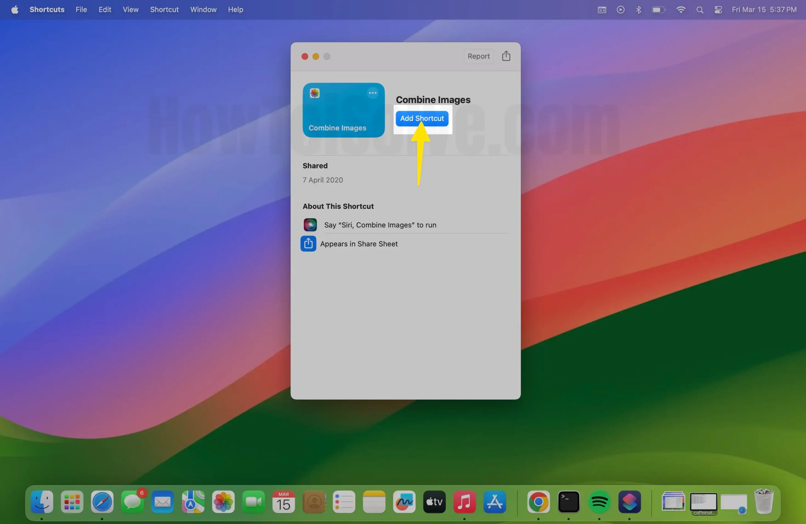 Click on Add Shortcut on Mac