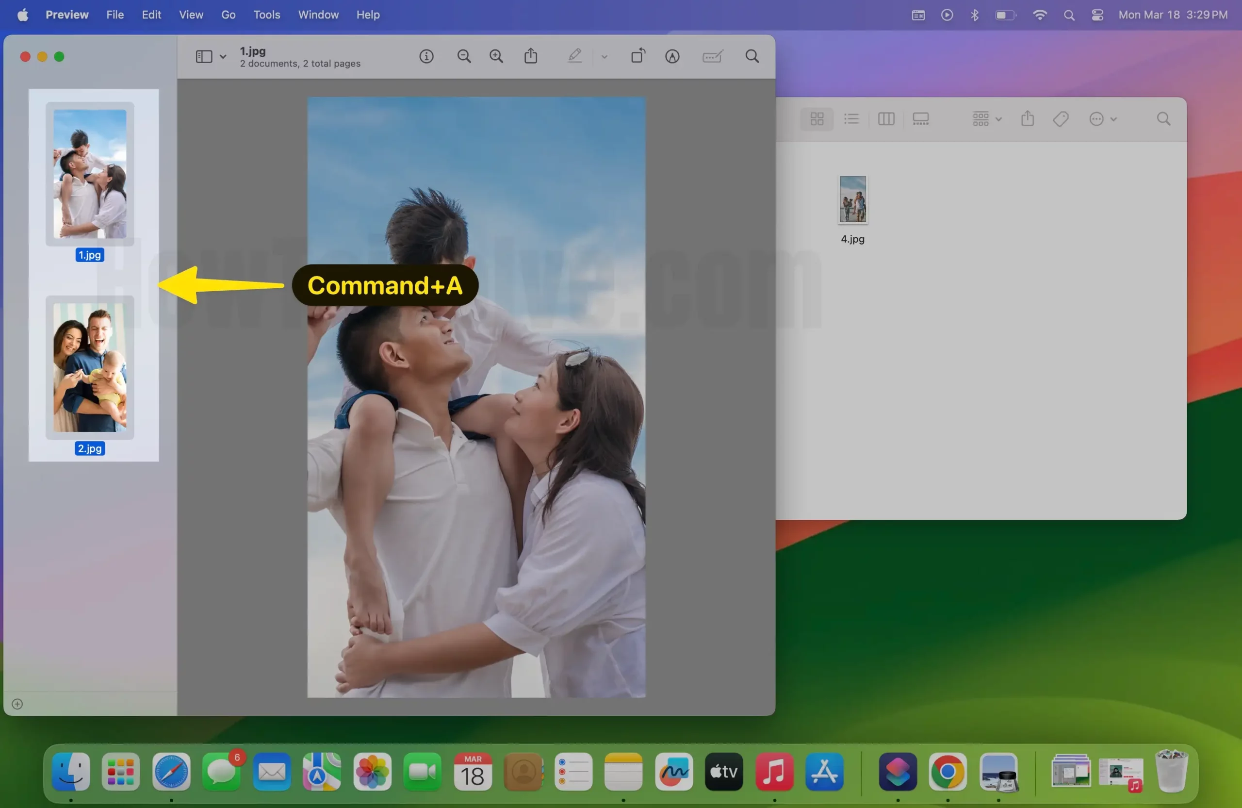 Command+A to Select All images on Mac