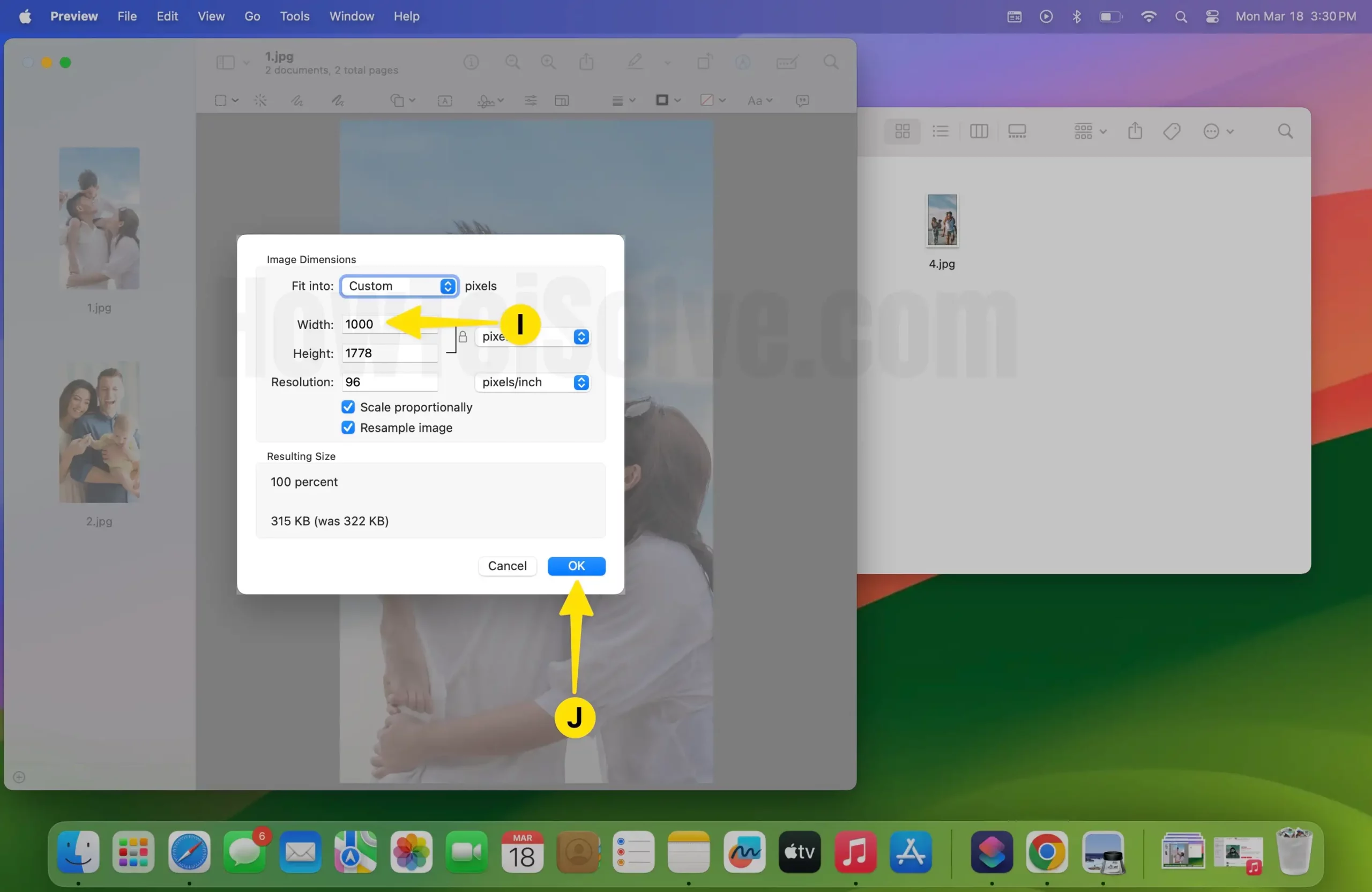 Enter Width Select OK on Mac
