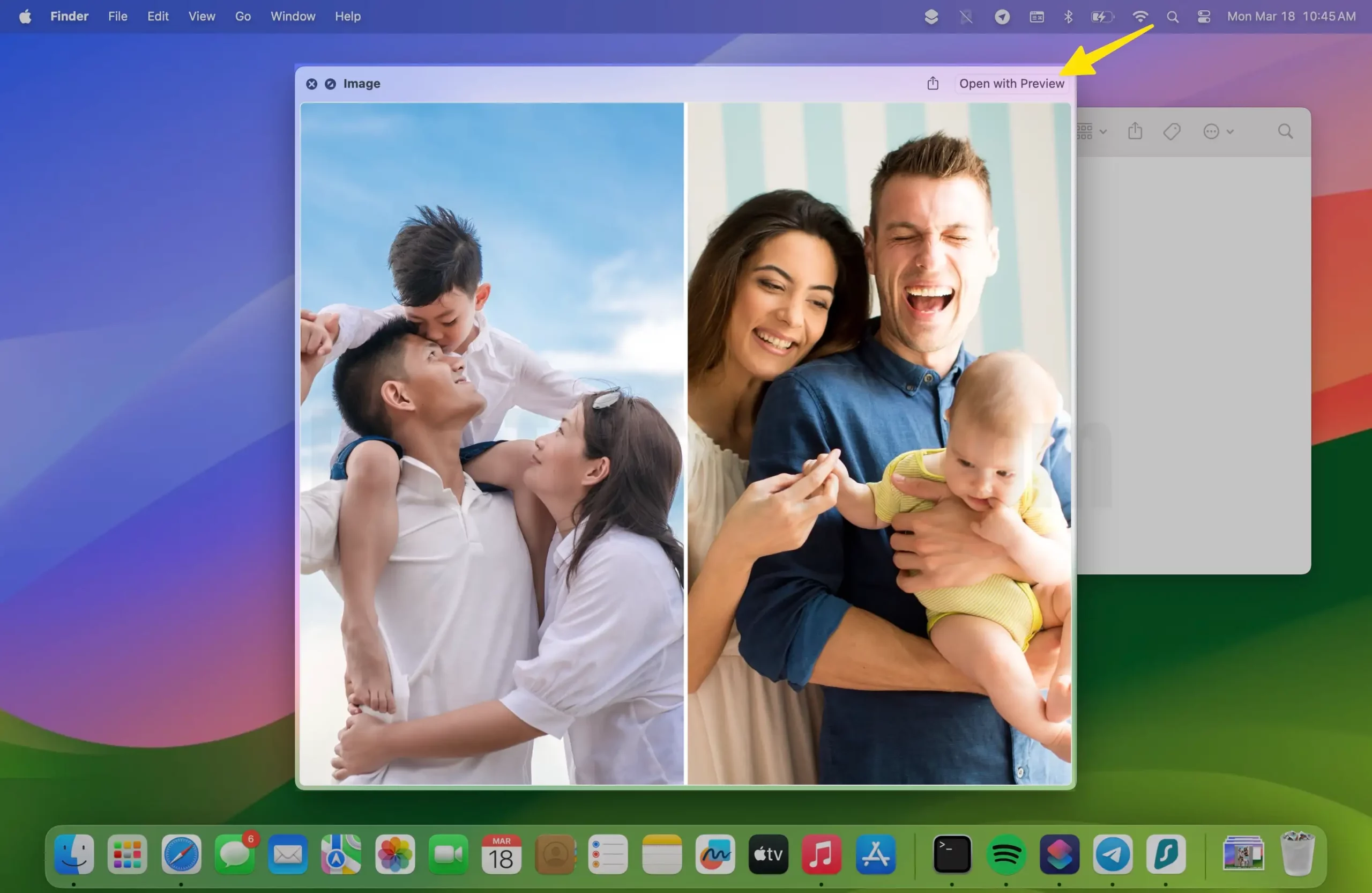 Click on Open With Preview on Mac