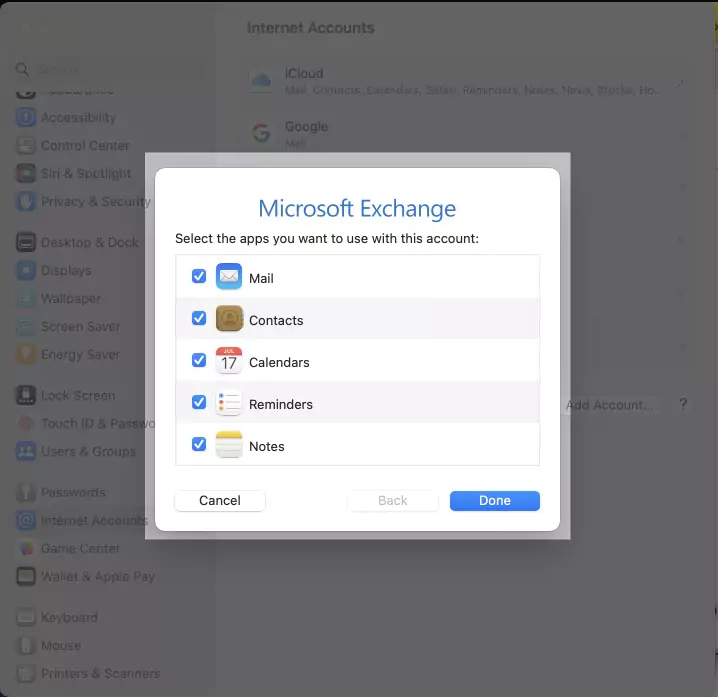 select-exchange-service-to-sync-on-mac