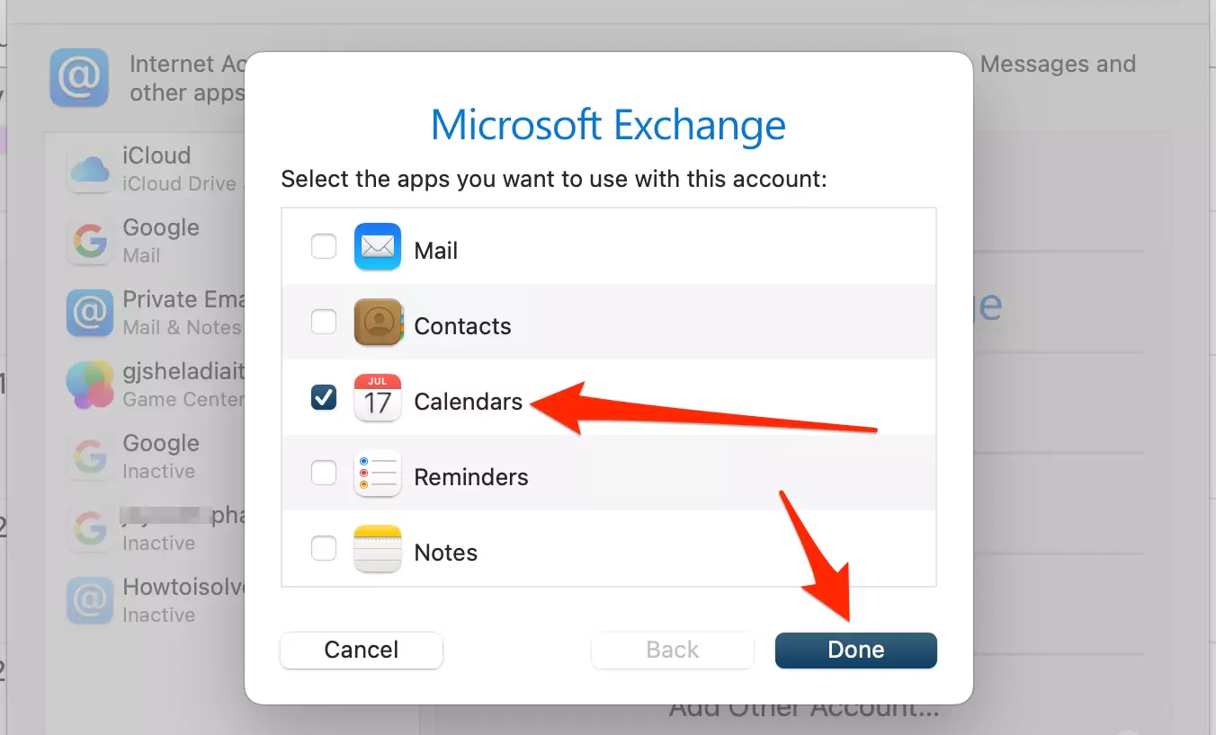 select-microsoft-exchange-calendar-for-sync-with-apple-calendar